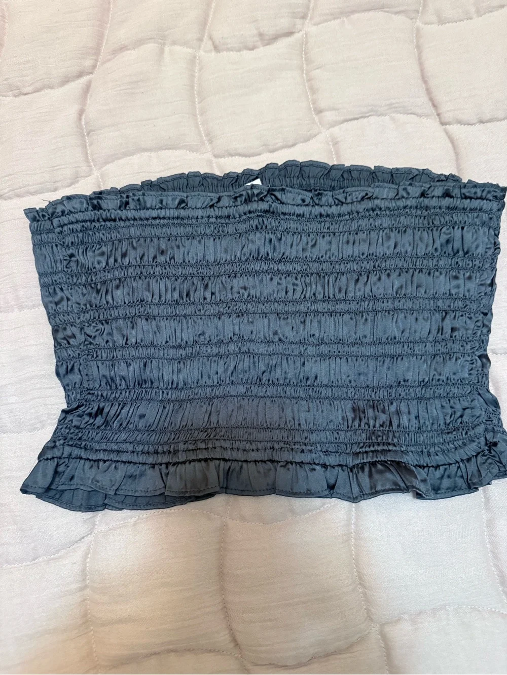 Free People Navy Smocked Strapless Tube Top